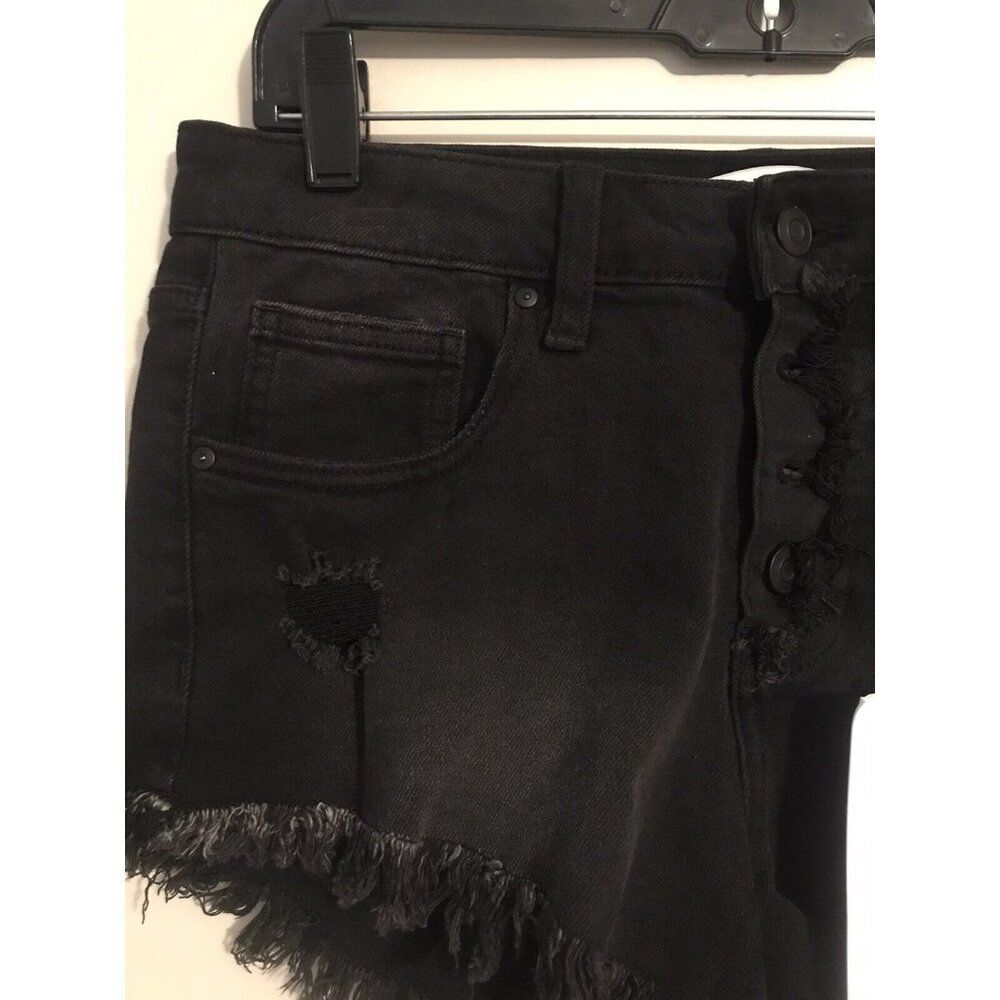 Celebrity Pink  Exposed Button cuttoff short Black Mid- Rise Raw Size 9/29 - Picture 4 of 7